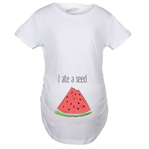 They Say That If You Eat The Black Seeds, A Watermelon Grows In Your Belly! Funny Watermelon, Pregnancy Jokes, Dog Baby Announcement, Watermelon Shirt, Funny Pregnancy Shirts, Baby Announcement Shirts, Baby Announcement Photos, Pregnancy Announcement Gifts, Maternity Tees