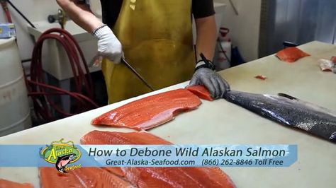 How-to-Debone-Salmon-SD.mp4 Lobster Sushi, Alaskan Halibut, Salmon Smoked, Alaskan King Crab, Seafood Meals, Sea Foods, Plank Salmon, Cedar Plank Salmon, Alaska Salmon