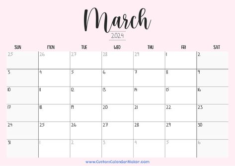 March 2024 Pastel Color Calendar Color Calendar, Calendar With Week Numbers, 2024 Printable Calendar, Quarterly Calendar, Printable Calendar Pages, March Calendar, Landscape Calendar, Moon Phase Calendar, Blank Monthly Calendar