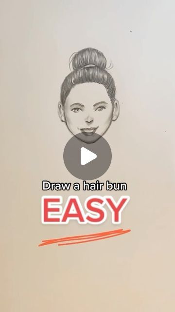 How To Draw Bun Hair, Easy Drawing Hair, How To Draw Hair Easy, Hair Easy Drawing, Hair Bun Drawing, Easy Hair Drawings, Easy Portrait Drawing, Hair In A Bun, Realistic Cartoons