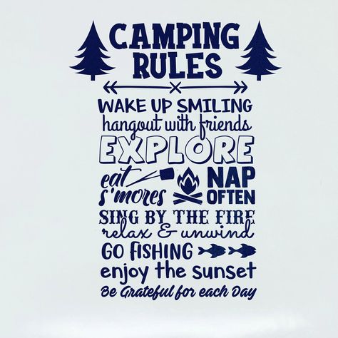 Camping Rules Camper Decal | Etsy Glam Camping, Camper Decals, Camping Rules, Rules Poster, Camping Lovers, Camping Fun, Going Fishing, Lake Life, Car Wash