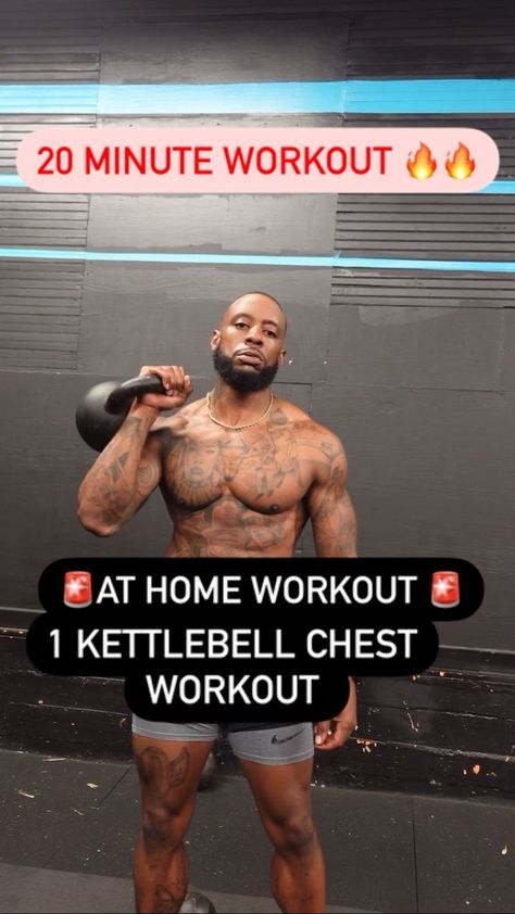 omar.fit_ on Instagram: 20 minute KB chest workout. . All you need is one kettlebell, Do these 6 exercises 40 seconds on 20 second rest, at the end of 7th exercise… Chest Kettlebell Workout, Kettlebell Chest Exercises, Kettlebell Complex Workout, Kettlebell Chest Workout, Pectoral Exercises, Kettlebell Hiit, Bell Workout, Gym Workout Apps, Chest Workout For Men