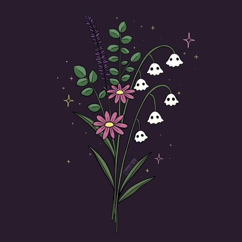 TK Krussow on Instagram: “Ghosties of the valley in a little boo-quet of spooky spring blooms! 👻 Can’t get enough of the ghosties? Well you’re in luck because I have…” Black Wallpaper Floral, Ghost Of The Valley, Goth Spring Aesthetic, Spring Ghost Wallpaper, Spooky Spring Aesthetic, Goth Spring Wallpaper, Spooky Spring Wallpaper, Spooky Flowers Drawing, Spooky Spring Nails