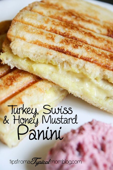 Honeysuckle Turkey, Swiss and Honey Mustard Panini with Cranberry Butter Better Than Salt Dough, Honey Mustard Turkey, Honey Turkey, Cranberry Butter, Panini Recipes, Panini Press, Turkey Cheese, Homemade Clay, Turkey Recipe