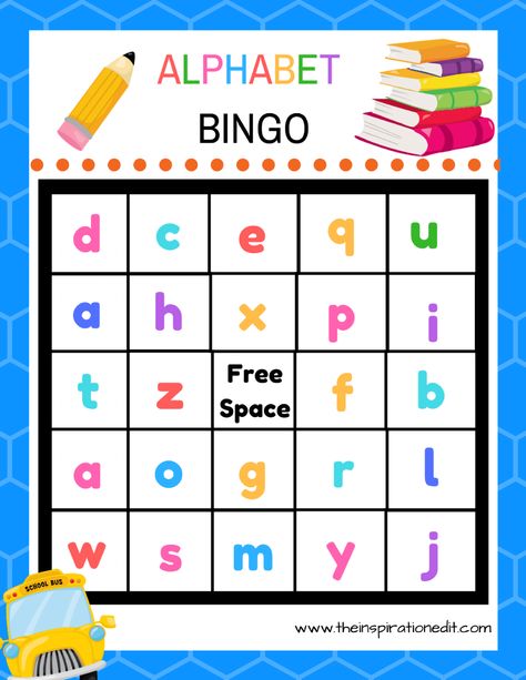 Abc Bingo, Bingo Printable Free, Alphabet Bingo, Free Printable Bingo Cards, Bingo Games For Kids, Free Bingo Cards, Printable Bingo Games, Bingo For Kids, Bingo Template