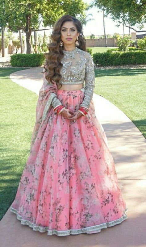 Floral Lengha, Organza Bridal, Floral Lehenga, Lehnga Dress, Designer Bridal Lehenga, Pink Lehenga, Indian Gowns Dresses, Ghagra Choli, Indian Gowns