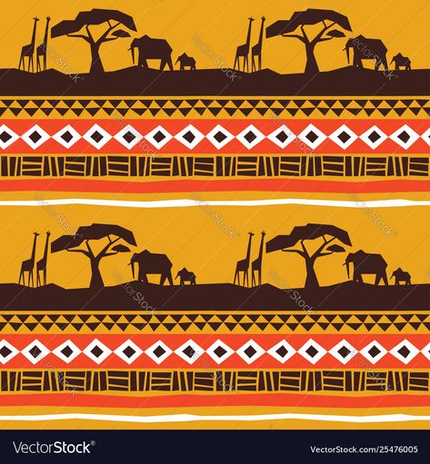 Landscape With Animals, Africa Landscape, Africa Art Design, African Theme, Decoration Background, Style Africain, Food Logo, African Textiles, Africa Art