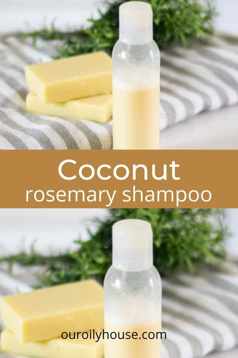 Coconut Shampoo Diy, Our Oily House, Shampoo Diy, Diy Shampoo Recipe, Shampoo Bar Recipe, Rosemary Shampoo, Natural House, Coconut Shampoo, Shampoo Recipe