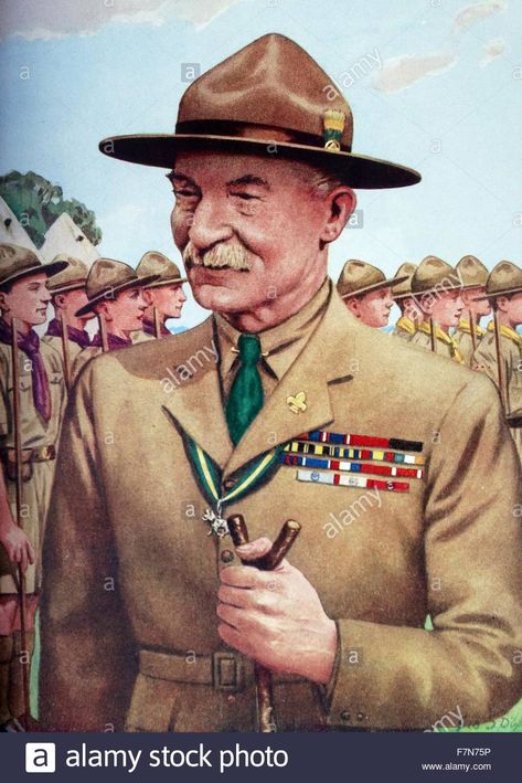 Download this stock image: Lord Baden-Powell of Gilwell (1857-1941), founder of the Boy Scout Movement . - F7N75P from Alamy's library of millions of high resolution stock photos, illustrations and vectors. Lord Baden Powell, Baden Powell Scouts, Robert Baden Powell, Baden Powell, Vintage Boy Scouts, Vintage Boy, Eagle Scout, Scout Ideas, Boy Scouts Of America