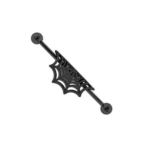 Black Goth Spider Web Industrial Barbell body jewelry piercing ring... ❤ liked… Goth Piercings, Vintage Clock Tattoos, Goth Spider, Industrial Piercings, Earrings Piercings, Industrial Piercing Jewelry, Gothic Culture, Kohls Jewelry, Jewelry Piercing