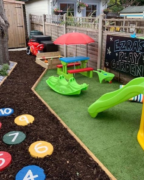 Summer is coming, sharing some awesome ideas for backyard playgrounds for the kiddos so you can both enjoy and make memories together ✌🏼🩷💙#backyard #playground #summervibes #kidsplaying #kidsactivities #kidsplayground Side Yard Kids Play Area, Home Daycare Backyard Ideas, Backyard Play Area For Toddler, Playground Area Backyard, Toddler Playground Backyard, Turf Backyard Ideas Play Areas, Outdoor Daycare Play Area, Outdoor Play Areas For Toddlers, Backyard Toddler Play Area