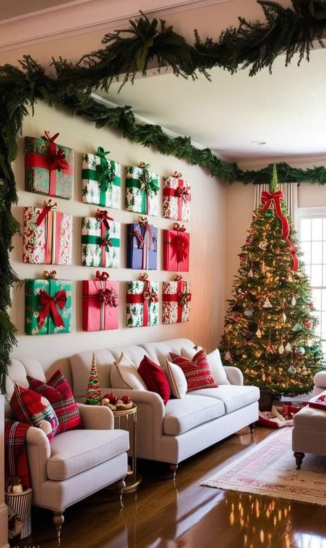 Christmas Living Room Ideas, Christmas Decor Trends, Christmas Decorations Apartment, Decorations Lights, Decorations Living Room, Modern Holiday Decor, Christmas Apartment, Christmas Living Room, Traditional Christmas Decorations