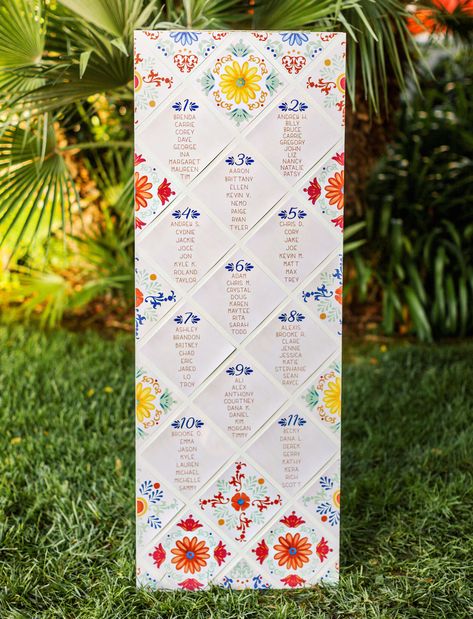 spanish tile inspired seating chart escort card Spanish Style Wedding, Mexican Themed Weddings, Hacienda Wedding, Spanish Wedding, Boda Mexicana, Seating Plan Wedding, Spanish Tile, Mexican Wedding, Seating Plan