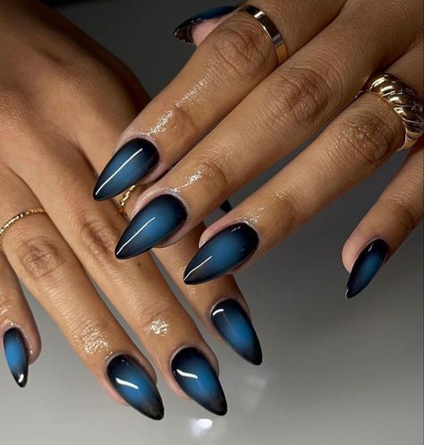 Black And Blue Nails, Autumn Nail Ideas, Grad Nails, Dark Nail Art, Wife Nails, Colors For 2024, Aurora Nails, Autumn Nail, Formal Nails