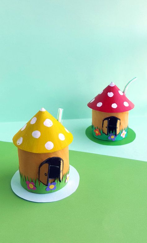 Toadstool House, Paper Craft For Kids, Tissue Paper Roll, Paper Towel Tubes, Bug Crafts, Cool Paper Crafts, Cardboard House, Toilet Paper Roll Crafts, Paper Roll Crafts