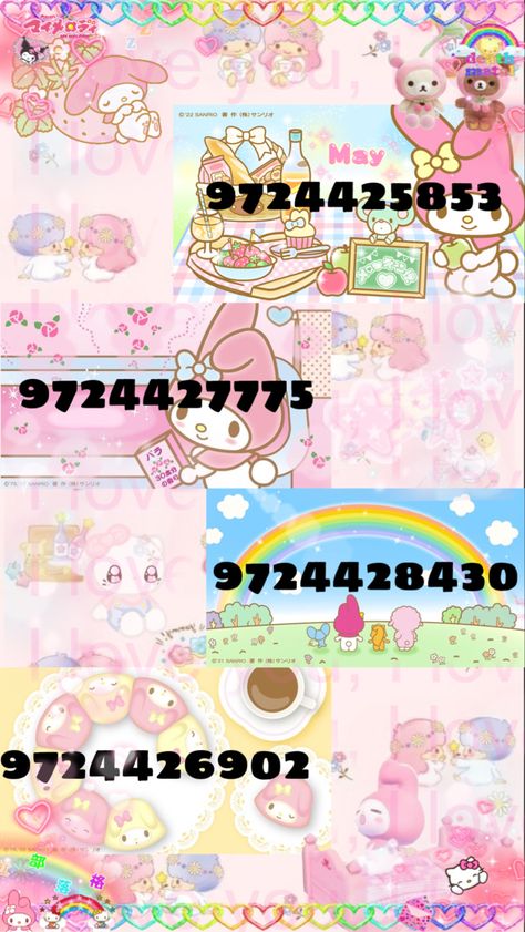 Bloxburg Cafe Decals Codes Hello Kitty, Roblox Id Codes For Pictures Hello Kitty, Toy Decals For Bloxburg, Club Roblox Image Id Codes Hello Kitty, Cute Berry Avenue Picture Codes, Hello Kitty Codes For Berry Ave, Anime Poster Bloxburg, Bloxburg Sanrio House, Bloxburg Picture Id Codes Hello Kitty