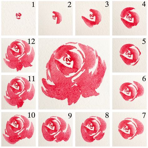 Watercolor Roses Painting, Painting Roses, Painting Flowers Tutorial, Learn Watercolor Painting, Flower Drawing Tutorials, Watercolor Flowers Tutorial, Watercolor Paintings For Beginners, Watercolor Lessons, Diy Watercolor Painting