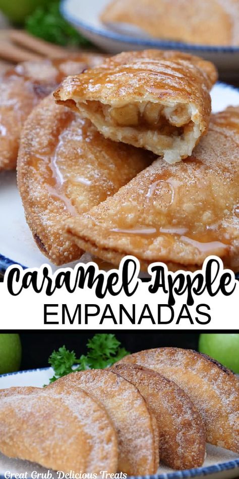 Holiday Treat Ideas, Caramel Apple Empanadas, Dessert Empanadas Recipe, Food For Guests, Sweet Empanadas Recipe, Apple Empanadas, Easy Empanadas Recipe, Fall Party Food, Hand Pie Recipes