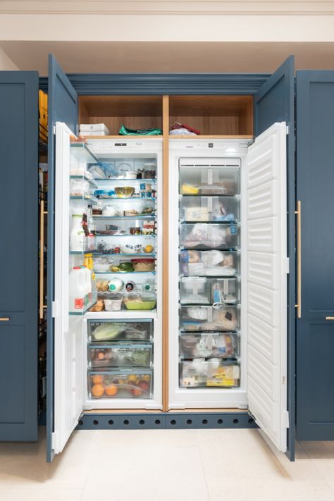 Built In Fridge Freezer, Large Fridge Freezer, Fridge Design, Large Fridge, Fridge And Freezer, Open Plan Kitchen Dining, Integrated Fridge Freezer, Kitchen Fridges, Kitchen Redesign