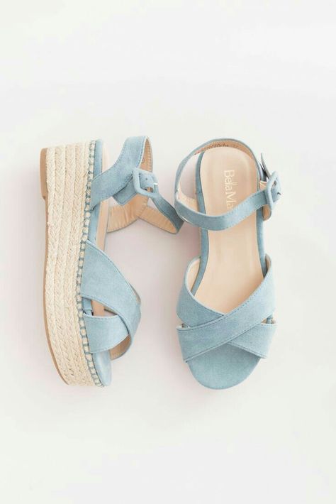 Sky Blue wedges #blue#wedges#footwear Sepatu Pump, Street Apparel, Pretty Sandals, Fashion Shoes Sandals, Sandals Outfit, Girly Shoes, College Style, Stylish Sandals, Fashion Sandals