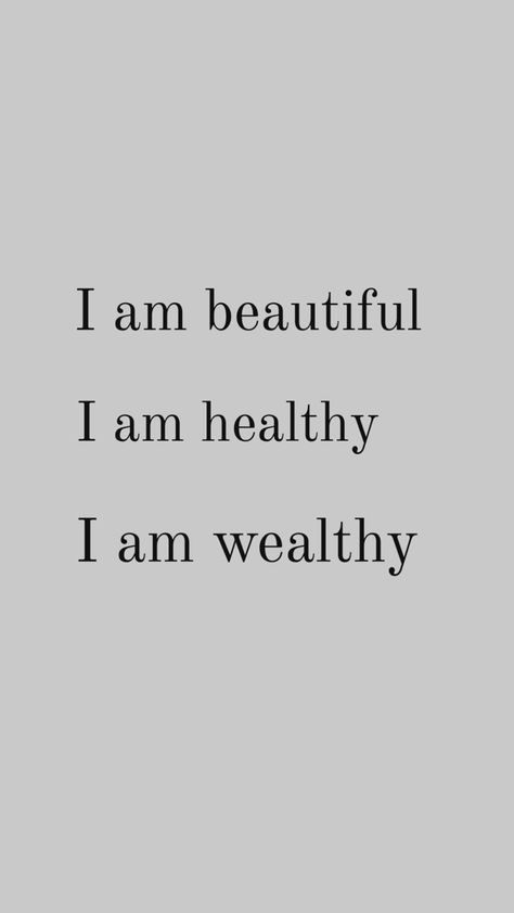 Wallpaper. Positive affirmations to manifest your dream life. I am beautiful, I am healthy, I am wealthy Wallpaper Positive Affirmations, I Am Wealthy, Wallpaper Positive, I Am Healthy, I Am Affirmations, Vision Board Affirmations, Vision Board Manifestation, Wealth Affirmations, Daily Positive Affirmations