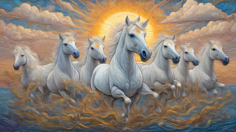 Seven, 7, white horses, running horses, horses, landscape, painting, sun, water, trees, clouds, buy, sell, sky, god Seven White Horses Running Painting, 7 Horses Running Painting Vastu Hd Wallpaper, Seven Hours Wallpaper, 7 Horse Running Wallpaper, 7horses Painting, Seven Horses Wallpaper Hd, Seven White Horses Running, Seven Running Horses Painting, 7 Horses Running Painting Full Hd