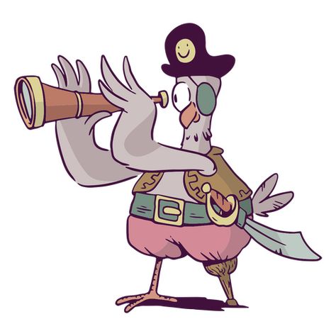 Pirate Illustration Concept Art, Pirate Illustration Character, Pigeon Character Design, Pirate Character Design, Pirate Animals, Emily Carroll, Pirate Character, Pirate Illustration, Cartoon Pirate