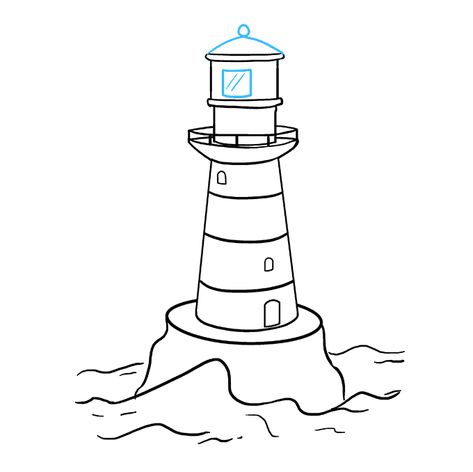 How to Draw a Lighthouse - Really Easy Drawing Tutorial Draw A Lighthouse, Easy House Drawing, House Drawing Ideas, Sketch Guide, Haunted House Drawing, Simple House Drawing, House Drawing For Kids, Lighthouse Drawing, Step By Step Sketches