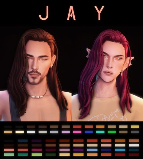 Commissioned by @tellmeasimsstory !! | Patreon Long Hair For Men, Sims 4 Hair Male, Hair For Men, Sims 4 Tattoos, Sims 4 Mm Cc, Sims 4 Expansions, Sims 4 Teen, Sims 4 Dresses, Sims 4 Characters