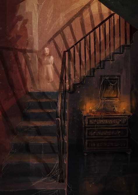 Haunted House Pictures, Haunted House Drawing, Scary Clips, House Of Leaves, Scary Houses, Creepy Houses, Dead Girl, Scenery Photography, Painted Stairs