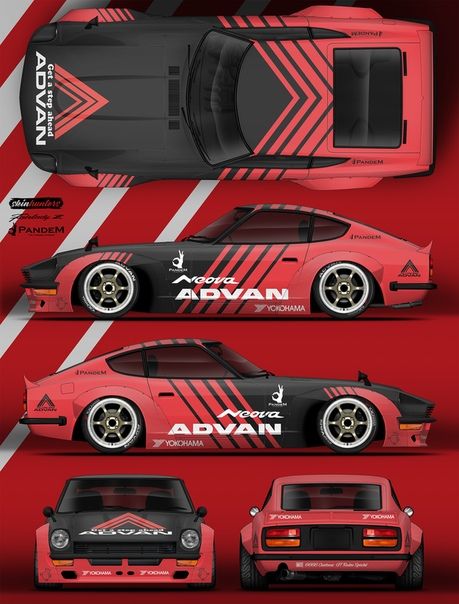 Advan Livery, Racing Livery, Car Stripes, Car Livery, Nissan Z Cars, Datsun Car, Diego Garcia, Car Sticker Design, Racing Car Design