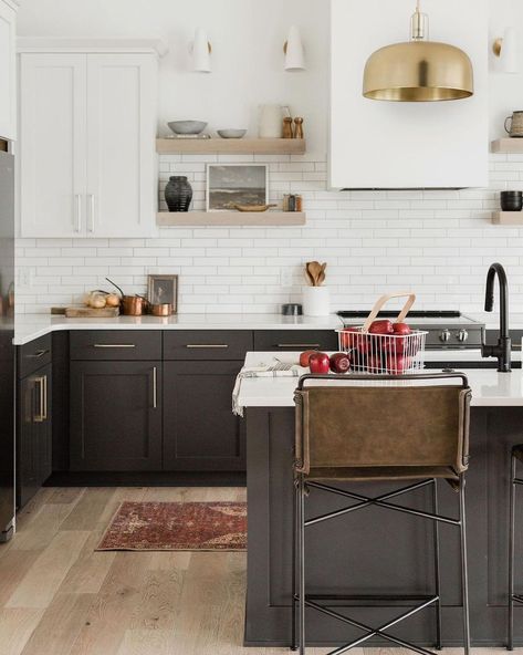 Dark Bottom Cabinets, Kitchen Cabinets Dark Bottom Light Top, James May Homes, Oakstone Homes, Scandinavian Interior Kitchen, Kitchen Dark, High Ceiling Living Room, James May, Small Kitchen Layouts