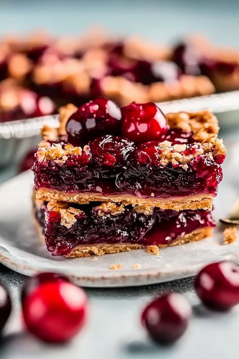 Cherry Pie Bars Tart Cherry Pie, Cherry Pie Bars, Almond Glaze, Pie Making, Cherry Crumble, Cherry Preserves, Sweet Glaze, Cherry Filling, Cherry Crush