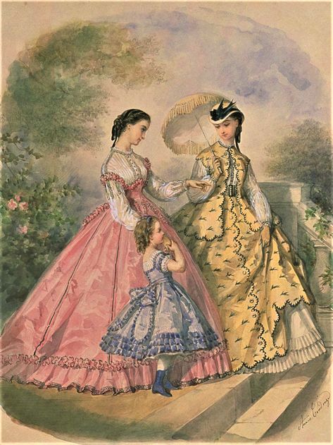 Fashion Plate - La Mode Illustree - 1865 1850 Fashion, Era Victoria, 1860s Fashion, Victorian Era Fashion, 1860 Fashion, 1800s Fashion, Julia Quinn, 19th Century Fashion, History Fashion