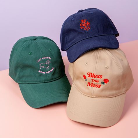 Less Meanies, More Weenies Baseball Dad Hat – Party Mountain Paper Co. Baseball Hats Aesthetic, Brand Merchandise Ideas, Merch Design Ideas, Cap Merch, Cap Design Ideas, Baseball Cap Design, Baseball Hat Outfit, Hats Design, Merchandise Ideas