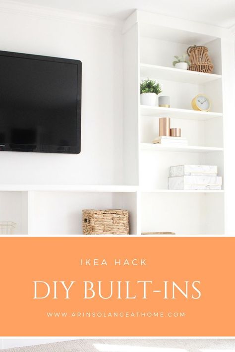 DIY Built in shelves Ikea Tv Unit, Billy Hack, Billy Ikea, Bookshelves With Tv, Ikea Built In, Billy Bookcases, Ikea Tv, Tv Built In, Ikea Billy Bookcase Hack