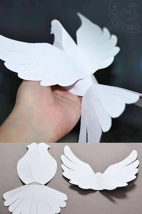 paper dove Dove Template, Paper Dove, Bird Paper Craft, Symbols Of Peace, Cardboard Model, Symbol Of Peace, Paper Birds, Papercraft Templates, Peace Dove