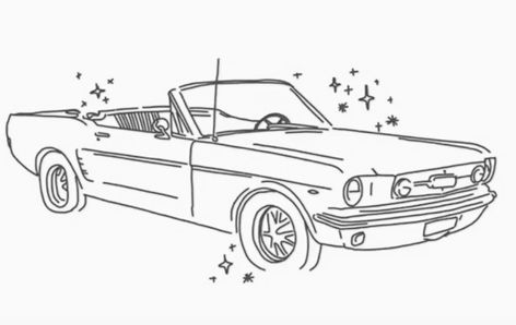 Fineline Car Tattoo, Mustang Car Tattoo For Women, Old Car Tattoo Vintage, Vintage Car Tattoo Design, Toy Car Tattoo, Beetle Car Tattoo, Cute Car Tattoos, Fine Line Car Tattoo, Getaway Car Tattoo