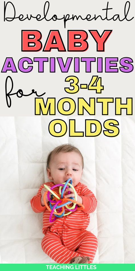 Here are several baby activities for your 3 to 4 month old. Playing with your baby will stimulate their senses & improve motor development, cognition, and language 4 Month Baby Activities, 4 Month Old Baby Activities, 3 Months Baby Activities, 6 Month Baby Activities, Fine Motor Play, Baby Development Activities, 4 Month Old Baby, 4 Month Baby, Tummy Time Activities