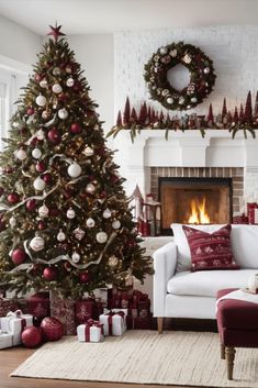 Christmas Tree Burgundy And White, Burgundy Christmas Living Room, White Gold Burgundy Christmas Tree, Silver And Burgundy Christmas Tree, Gold White And Burgundy Christmas Tree, White And Burgundy Christmas Tree, Burgundy And Silver Christmas Decor, Burgundy And Silver Christmas Tree, Burgundy And White Christmas Tree