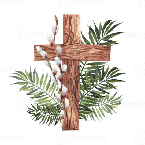 Easter cross with catkins on wooden background, palm sunday religious concept abstract. Willow twigs and palm leaves composition. For design. religious, flyer, template Palm Sunday Background, Leaves Composition, Tree Saw, Palm Sunday, Easter Cross, Cityscape Photos, Wooden Background, Heart With Arrow, Bible Art