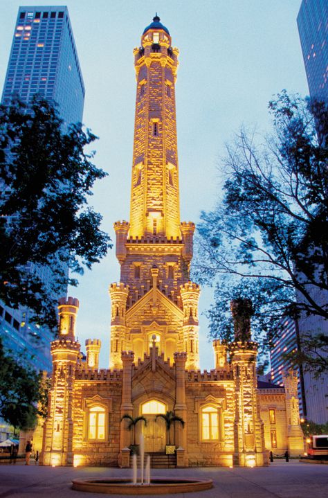 Chicago Water Tower | building, Chicago, Illinois, United States | Britannica Chicago Water Tower, Chicago Wallpaper, Chicago Art Print, Chicago Usa, Michigan Avenue, Chicago Art, Tower Building, My Kind Of Town, Chicago Architecture