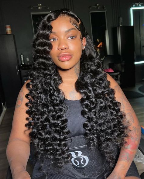 Small Wand Curls On Wig, Wand Curl Flip Over Quick Weave, Side Part Wand Curls, Side Part Curls, Side Part With Curls, Bang Ideas, Hairstyles For Seniors, Exotic Hairstyles, Frontal Wig Hairstyles