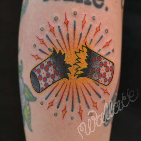 Fire Cracker Tattoo, Firework Tattoo, Hurts So Good, Good Tattoo, Fire Cracker, New School Tattoo, New School, Tattoo Images, Tattoo Art