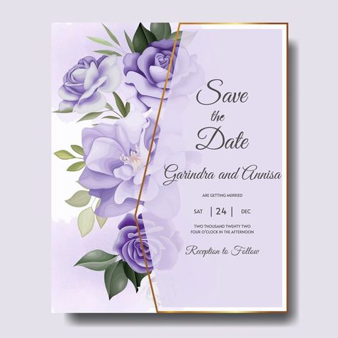 Elegant wedding invitation card with bea... | Premium Vector #Freepik #vector #greeting-card #elegant-floral #flower-invitation #wedding-flowers Leaves Template, Vintage Wedding Stationery, Simple Wedding Cards, Red Wedding Invitations, Elegant Wedding Invitation Card, Wedding Card Frames, Floral Wedding Invitation Card, Purple Wedding Invitations, Elegant Wedding Invitation