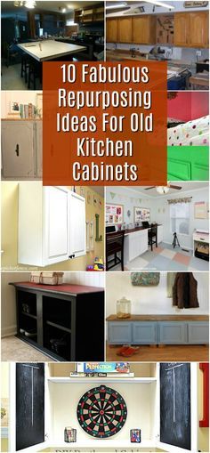 10 Fabulous Repurpose Ideas For Old Kitchen Cabinets #diy #repurpose #upcycle #reuse #crafts #projects via @vanessacrafting Upcycle Kitchen, Repurposed Kitchen, Recycled Kitchen, Reuse Crafts, Metal Kitchen Cabinets, Honey Oak Cabinets, Repurposing Ideas, Upper Kitchen Cabinets, Old Kitchen Cabinets