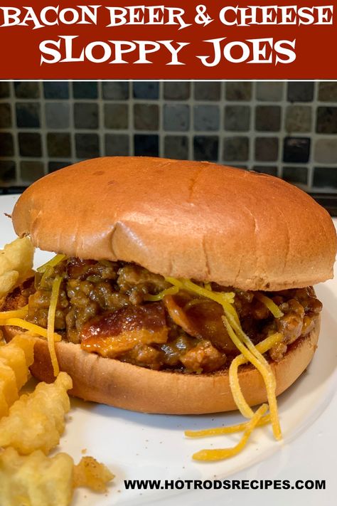 Bacon Beer & Cheese Sloppy Joe Sandwich Bacon Beer And Cheese Sloppy Joes, Bacon Beer Cheese Sloppy Joes, Cheese Sloppy Joes, Joe Sandwich, Gourmet Mac And Cheese, Loose Meat, Sloppy Joes Sandwich, Sandwich Easy, Sloppy Joes Easy