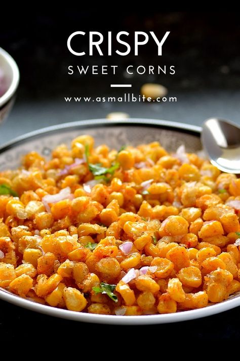 Crispy sweet corns Corn Kernel Recipes, Corn Niblets Recipe, Monsoon Recipes, Crispy Corn Recipe, Easy Corn Recipes, Vegetarian Pasta Sauce, Batata Vada, Bbq Nation, Crispy Recipes