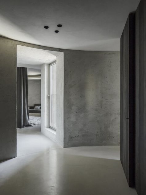 Silo Apartment by Arjaan de Feyter | Global Interiors | est living Silo Apartment, Monochrome Apartment, Australia House, Concrete Finishes, Concrete Finish, Apartment Architecture, Barn Conversion, Home Modern, Interior Architect