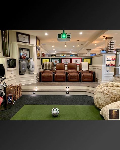 Lake House Basement, Simulator Room, Golf Simulator Room, Golf Room, Golf Simulator, Golf Simulators, Basement House, Finished Basement, Basement Design